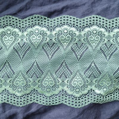Dentelle extensible vert menthe avec motif cœur