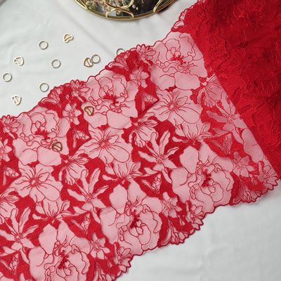 Red Embroidered Lace Trim