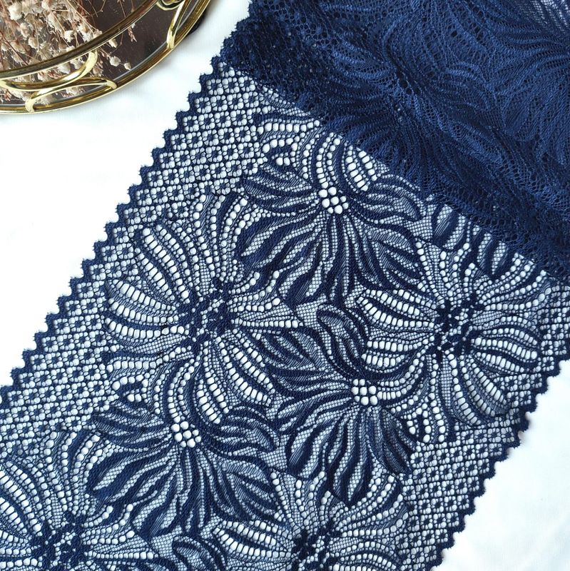 Navy Stretch Lace Trim