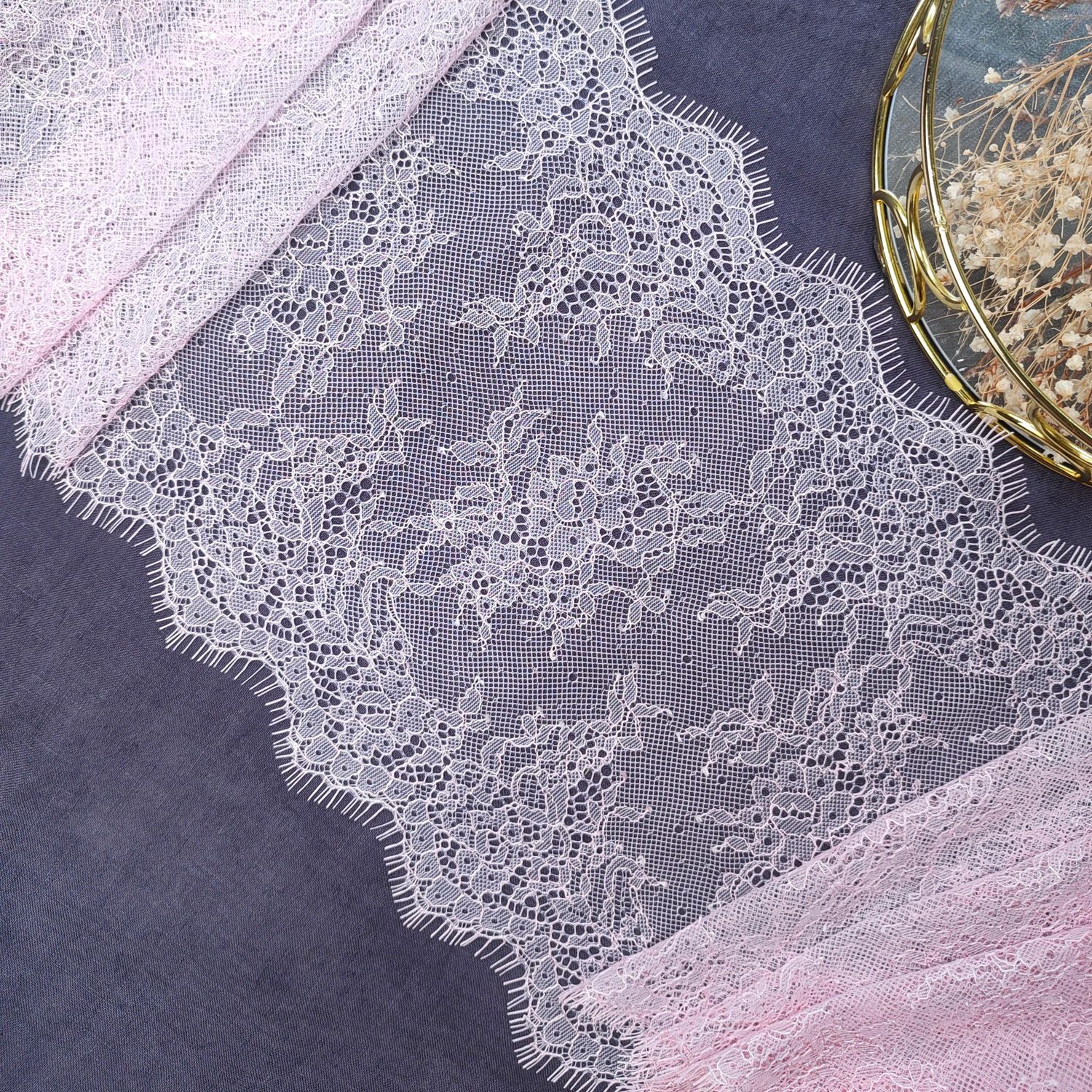 Dusty Pink Chantilly Lace Trim