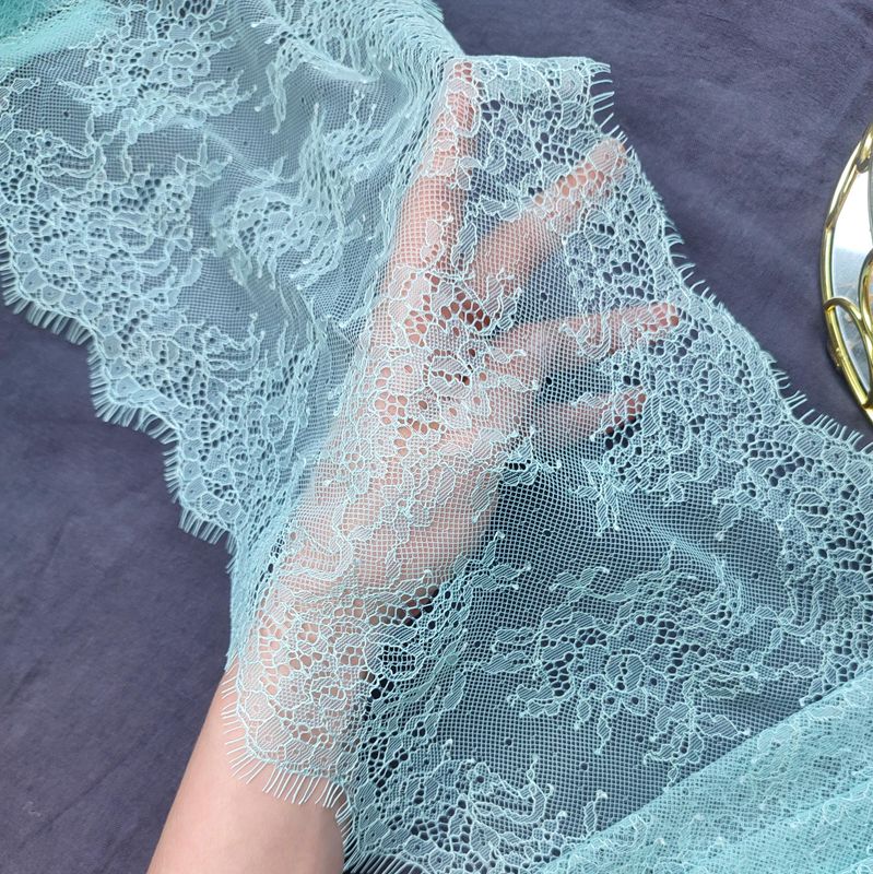 Blue Chantilly Lace Trim – Non-Stretch with Eyelash Edge