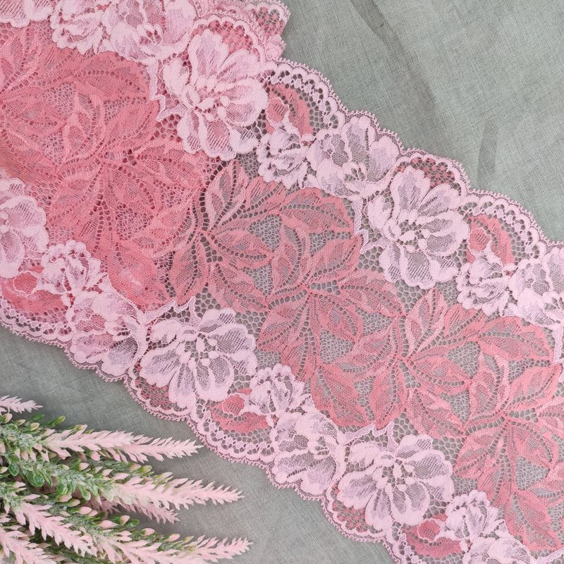 Two-Tone Pink Floral Stretch Lace