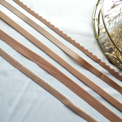 Mocha / tan lingerie elastics – picot, FOE, channeling, bra straps


