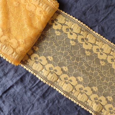 Yellow Stretch Floral Lace
