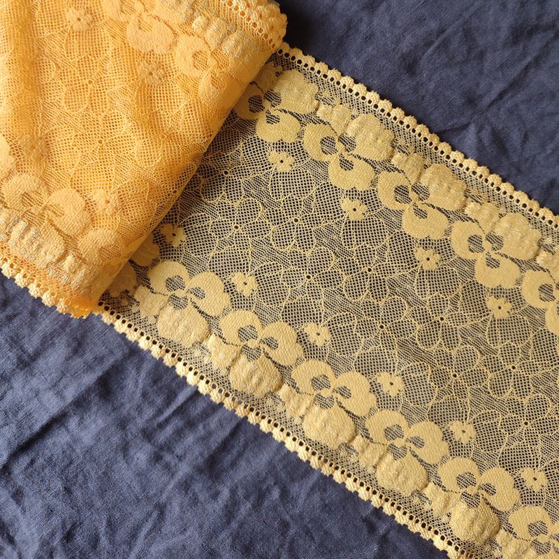 Yellow Stretch Floral Lace