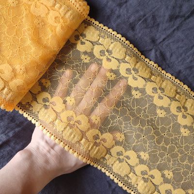 Yellow Stretch Floral Lace
