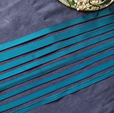 Teal lingerie elastics in various widths and styles

