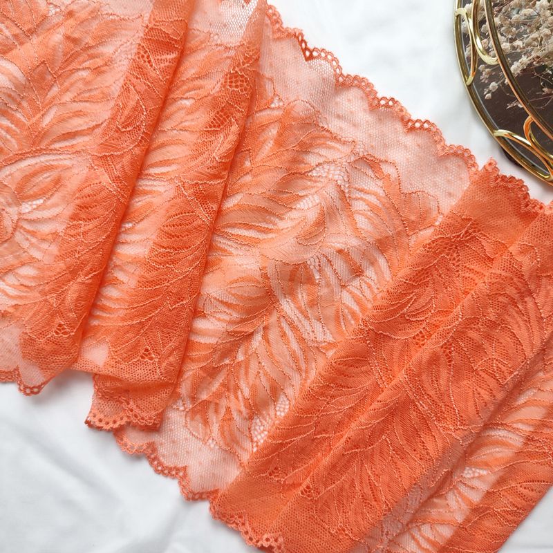 Fiery Tangerine Orange Stretch Lace