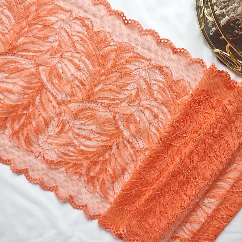 Fiery Tangerine Orange Stretch Lace 