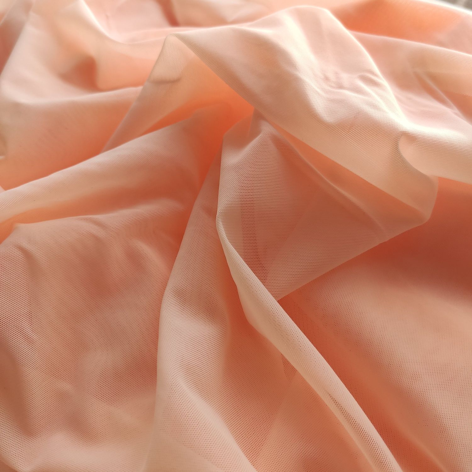 Peach Sheer Stretch Tulle
