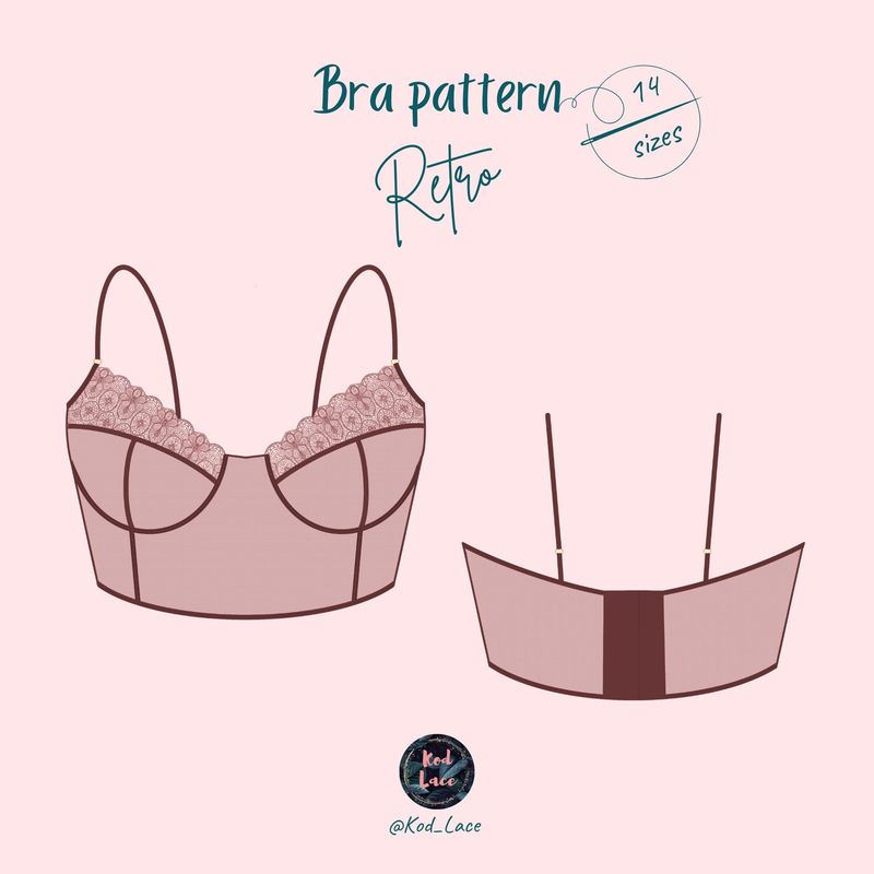 Retro Bra with Lace Upper Cups