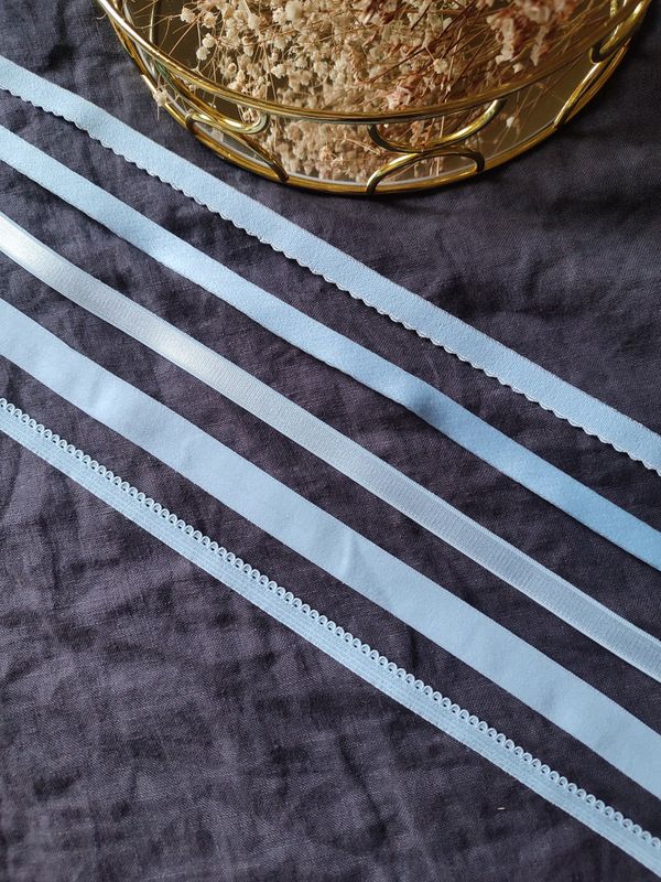 Light blue lingerie elastics in different types

