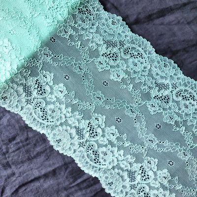 Stretch turquoise Lace for sewing lingerie, elastic green lace, Fabric for Bra Making, Sewing supplies