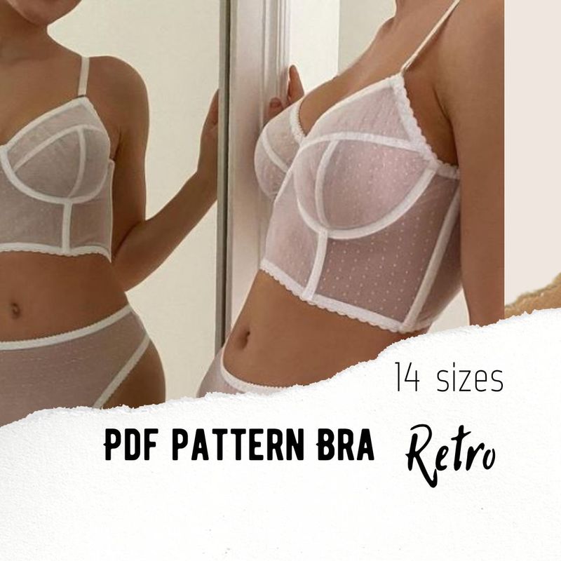 Retro Bra Pattern, Lace Upper Cups