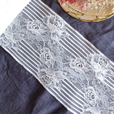 Ecru Striped Stretch Lace Trim