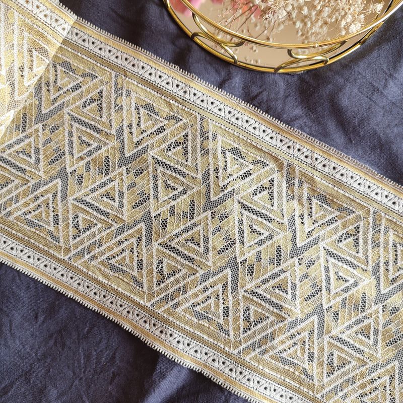 Geometric Yellow and Ivory Lace Trim