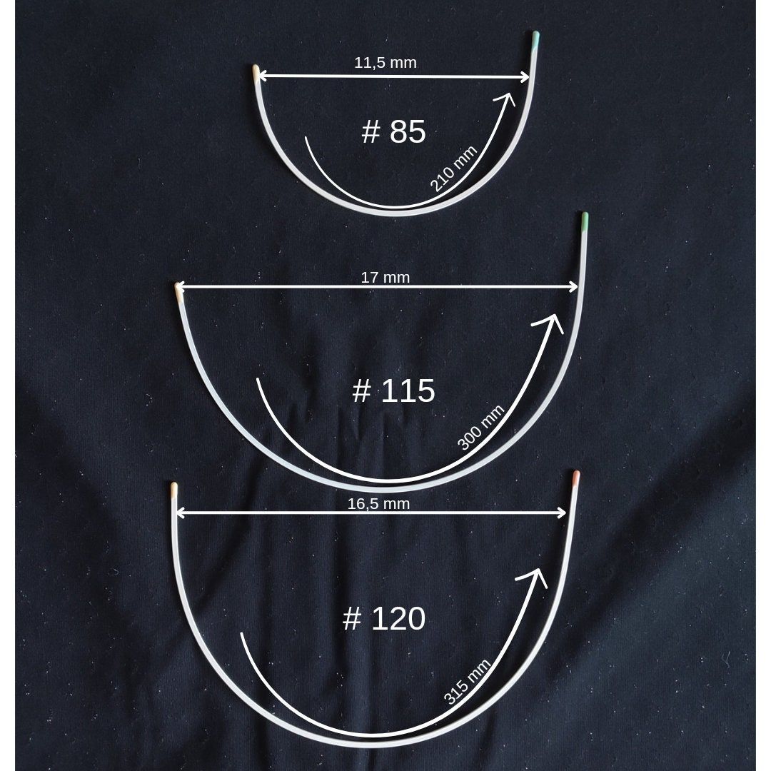 Bra underwires. Strong high quality coated metal. Plus size underwire