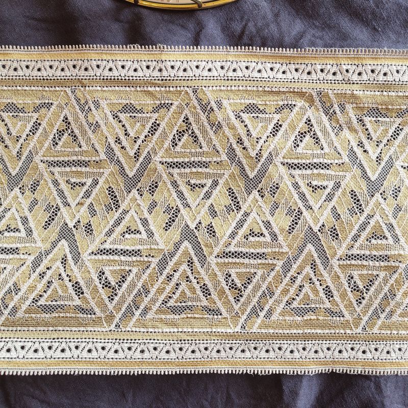 Geometric Yellow and Ivory Lace Trim