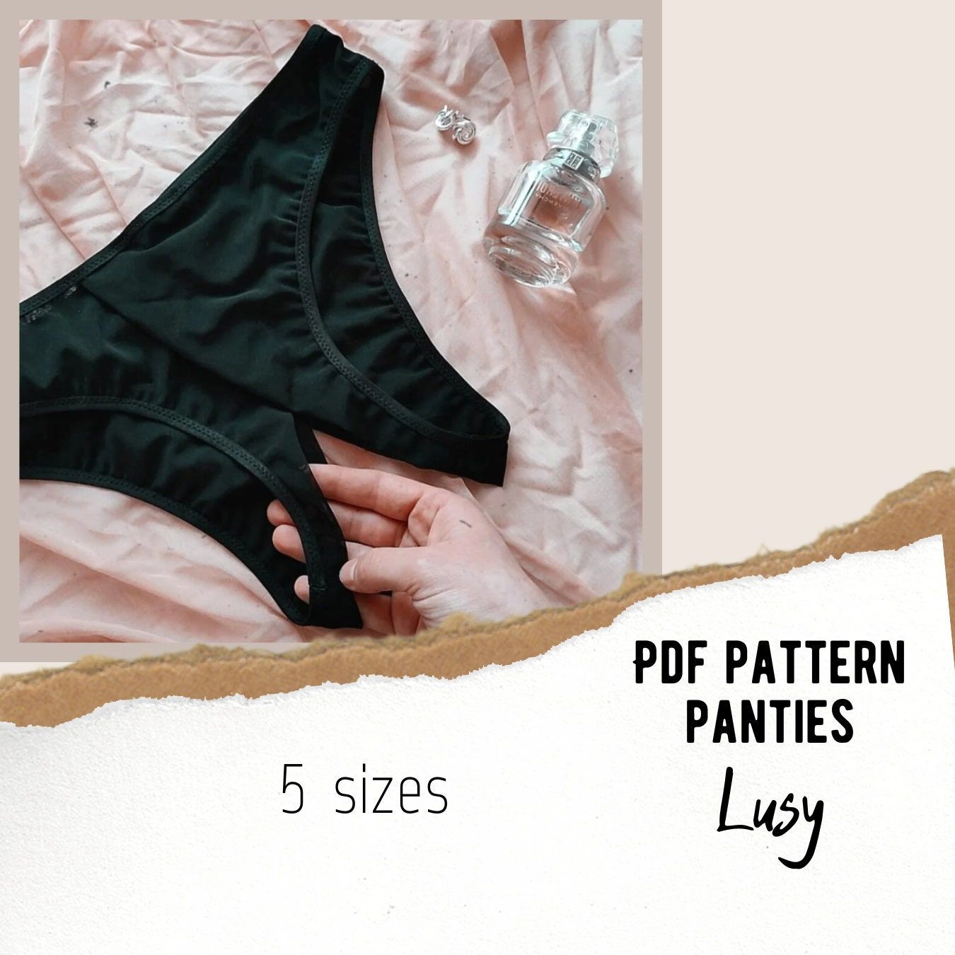 Crotchless panties Lusy PDF lingerie sewing Pattern
