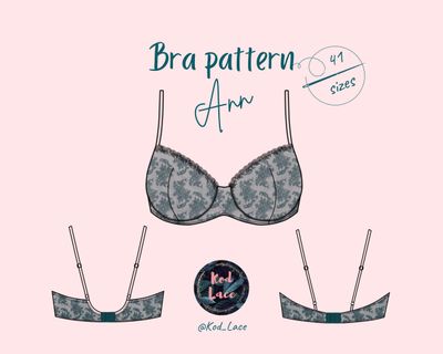 Bra sewing pattern &quot;Ann&quot; – vertical seam cup, two back styles

