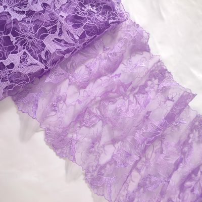 Lilac Floral Embroidered Lace Trim