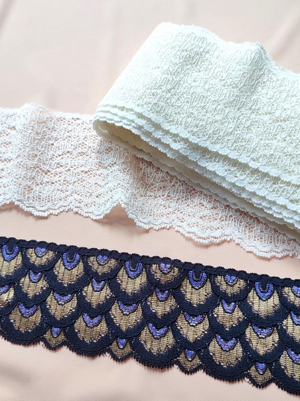 Ivory Stretch Lace Trim – 75 mm
