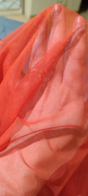 Orange Ultra Sheer Stretch Mesh