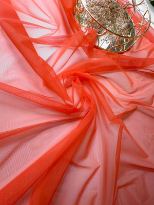 Transparent Orange one-way stretch mesh for lingerie sewing