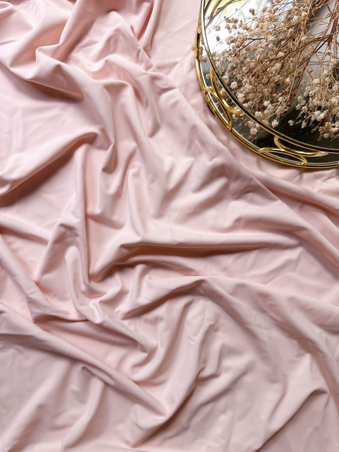 Soft pearl pink microfiber, matte, stretchy lingerie fabric

