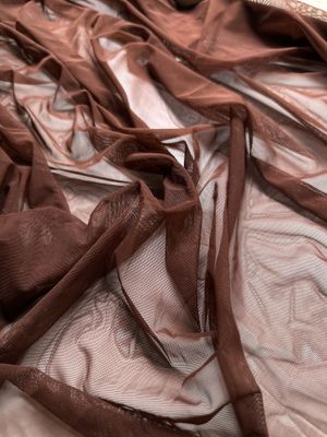 Mocha brown transparent mesh, sheer, soft, two-way stretch