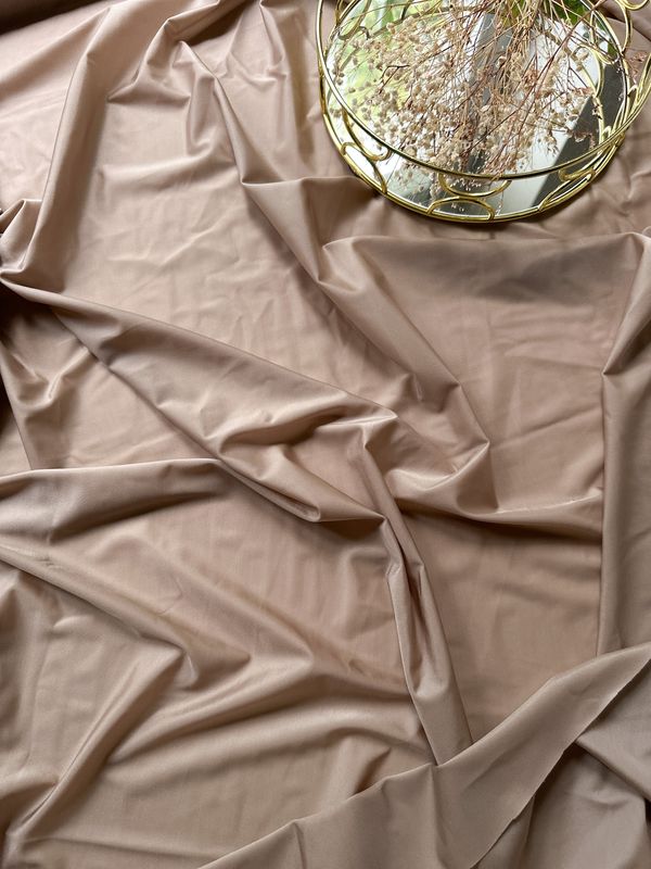 Taupe stretch microfiber fabric, soft, thin, 4-way elastic