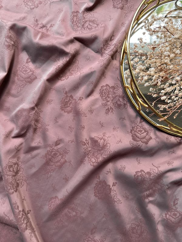 Rose brown stretch jacquard satin with floral pattern for lingerie sewing

