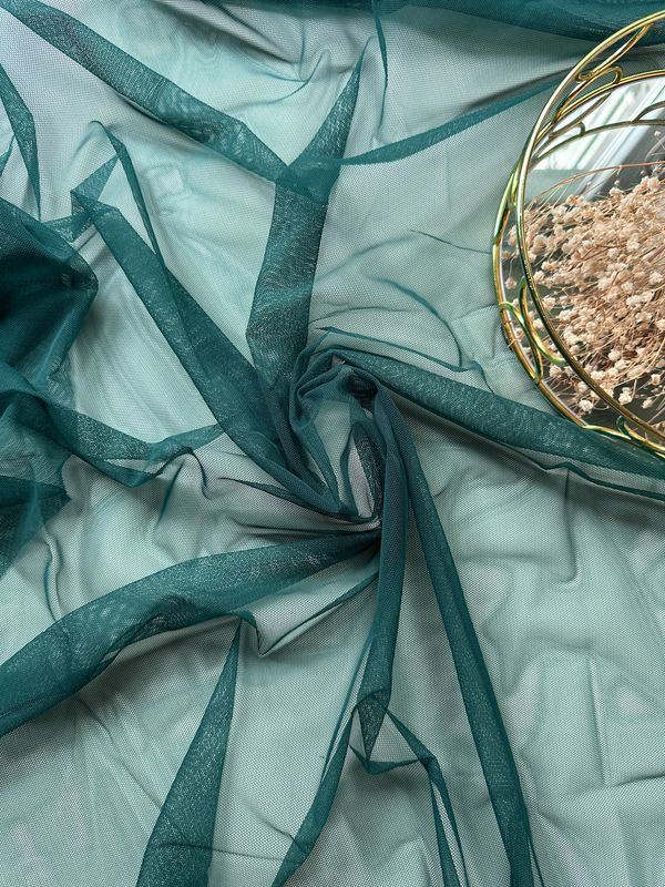 Dark teal semi-sheer stretch mesh for lingerie sewing
