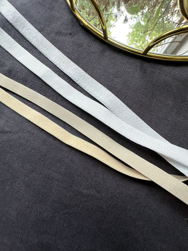 10 mm plush band elastic with plain edge in white or beige for lingerie sewing

