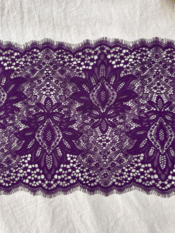 Dark purple eyelash lace with floral design

