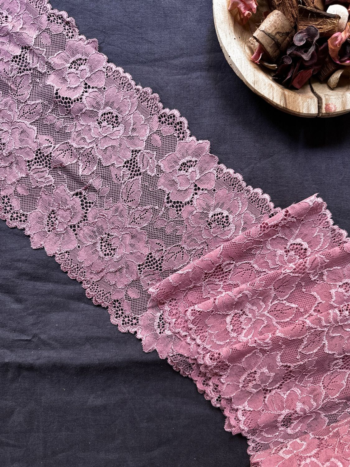 Dusty rose floral stretch lace

