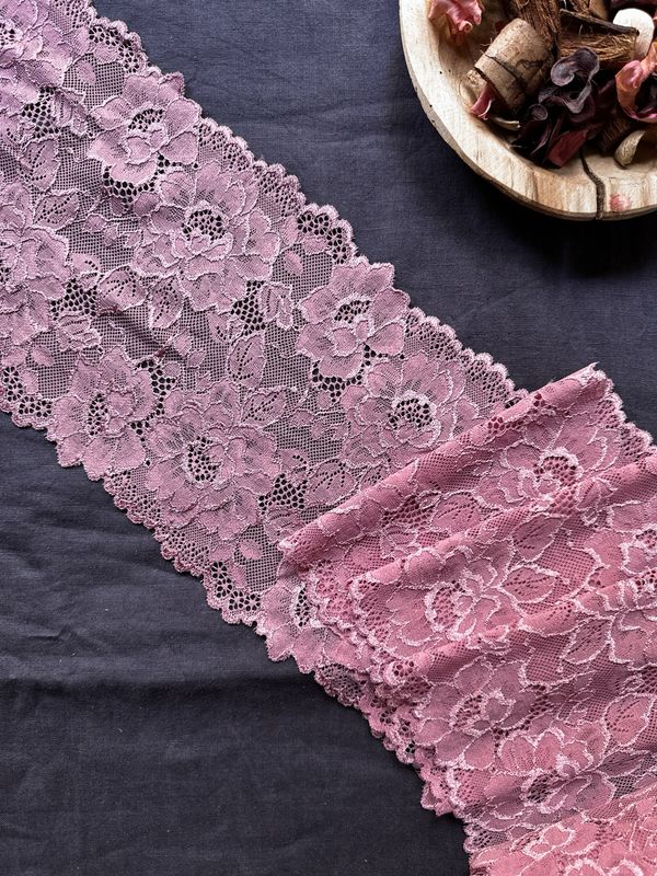 Dusty rose floral stretch lace

