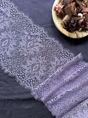 Lavender lace with eyelash edge and floral pattern

