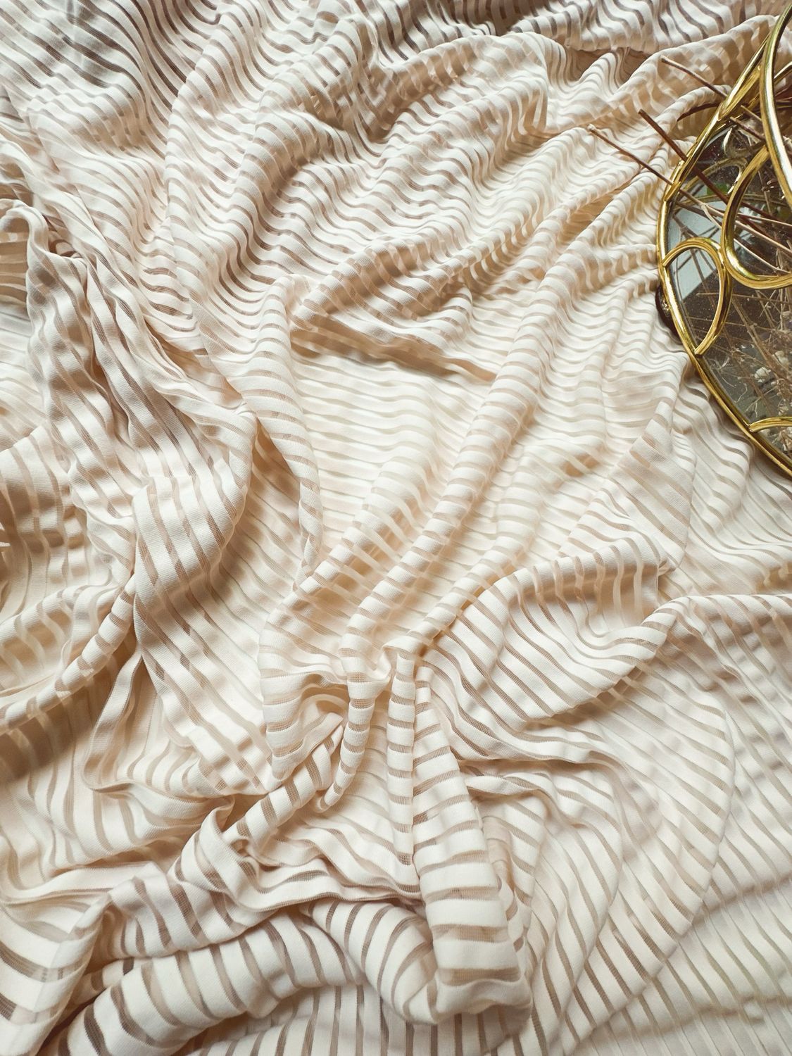 Beige striped 4-way stretch microfiber for lingerie

