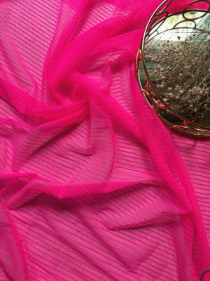 Neon pink striped mesh fabric for lingerie sewing

