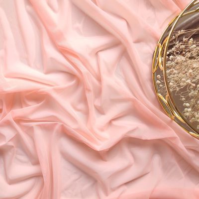 Soft peach stretch mesh tulle for lingerie sewing