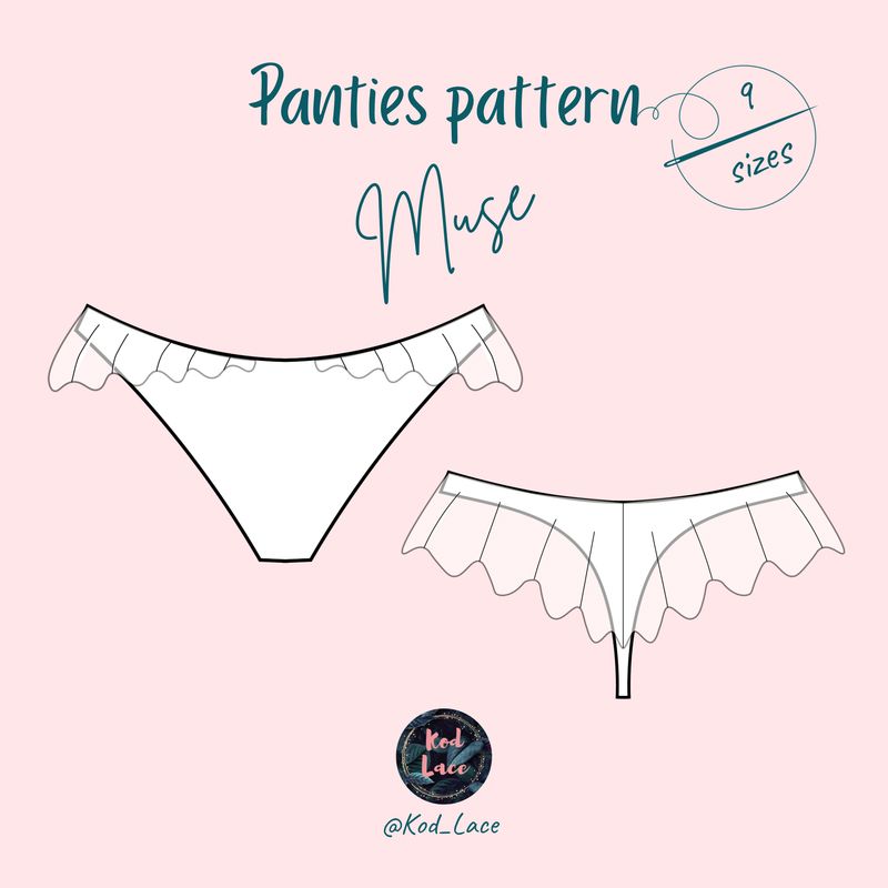 Muse panties sewing pattern with lace ruffles