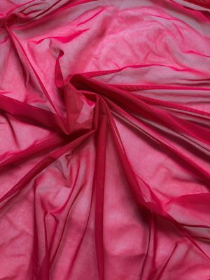 Carmine Red Stretch Mesh Tulle – 4-Way Stretch Lingerie Fabric