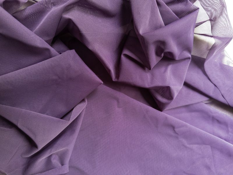 Dusty purple stretch mesh tulle fabric for lingerie sewing, 4-way stretch