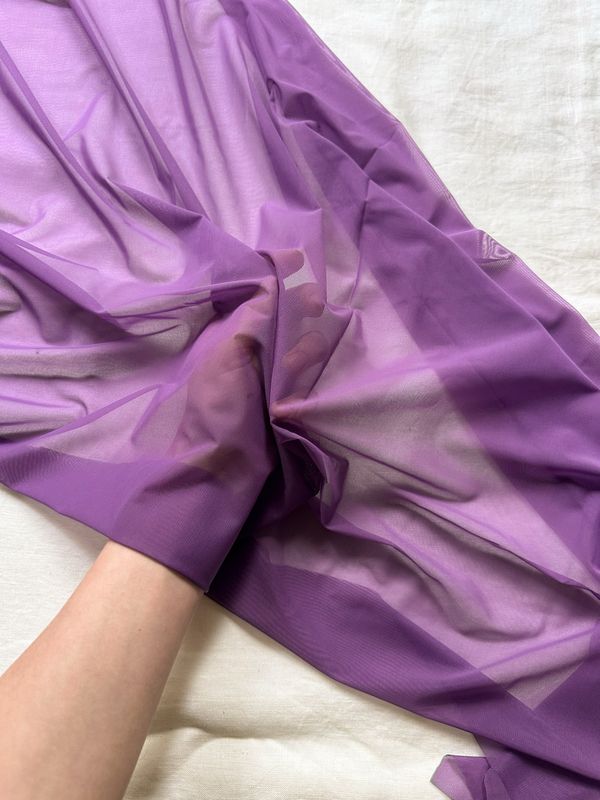 Bright purple stretch mesh tulle fabric for lingerie sewing, 4-way stretch