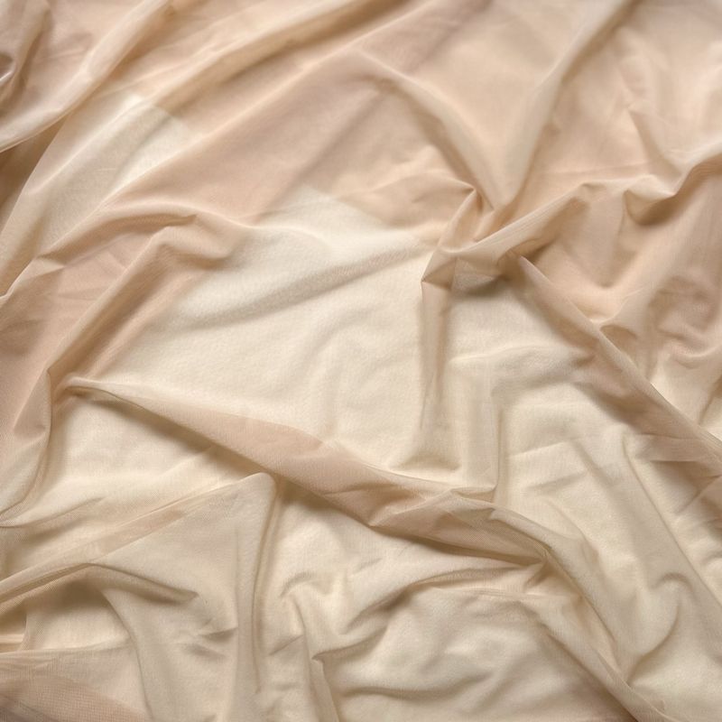 Nude stretch mesh fabric for lingerie sewing, soft and sheer 4-way stretch tulle