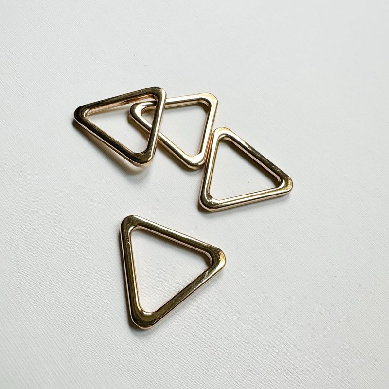 Light gold triangle rings 20 mm for lingerie straps and harness sewing