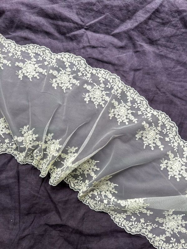 Pale Green Embroidered Tulle Lace