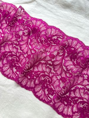 Fuchsia stretch lace 22 cm for lingerie sewing and bra making