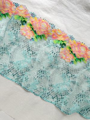 Turquoise Multicolor Stretch Lace